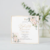 PixDezines H2 Blush Rose Erste Heilige Kommune Einladung (Stehend Vorderseite)