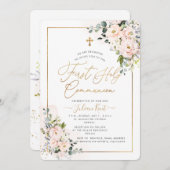 PixDezines H2 Blush Rose Erste Heilige Kommune in Einladung (Vorne/Hinten)