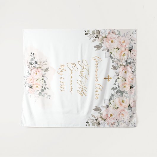 PixDezines H2 Blush Rose Erste Heilige Kommune Wandteppich (Vorderseite (Horizontal))