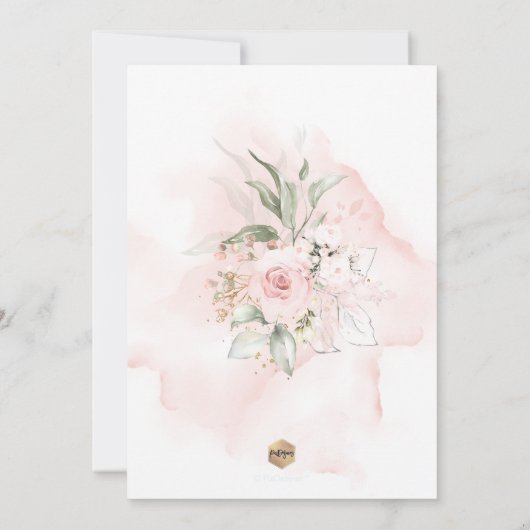 PixDezines H2 Blush Rose Hydrangea Brautparty Einladung (Rückseite)