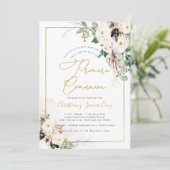 PixDezines H2 Blush Rose Primera Comunion Einladung (Stehend Vorderseite)