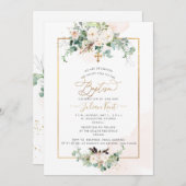 PixDezines H2 Blush Rose Taufen Einladung (Vorne/Hinten)