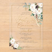 PixDezines H2 Blush Roses First Holy Communion Acryleinladungen (Vorderseite)