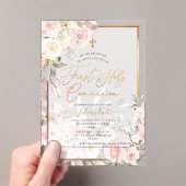 PixDezines H2 Blush Roses First Holy Communion Acryleinladungen (Insitu (Handheld))