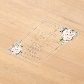 PixDezines H2 Blush Roses First Holy Communion  In Acryleinladungen (Ablage )