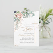 PixDezines H2 Blush White Anemones Bautizo Einladung (Stehend Vorderseite)