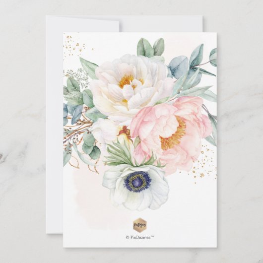 PixDezines H2 Blush White Peonies Taufe Einladung (Rückseite)