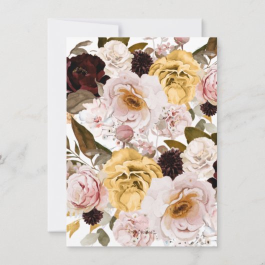 PixDezines H2 Boho Fall Blume Bubbly Save The Date (Rückseite)