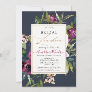 PixDezines H2 Burgundy Navy Blush Bridal Luncheon Einladung