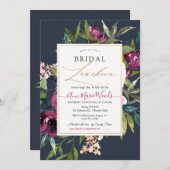 PixDezines H2 Burgundy Navy Blush Bridal Luncheon Einladung (Vorne/Hinten)