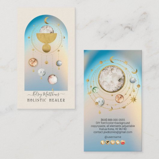 PixDezines H2 Celestial Works Imitate Gold Visitenkarte (Vorne/Hinten)