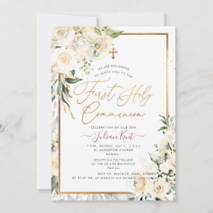 PixDezines H2 Creme Rose Erste Heilige Kommune Einladung