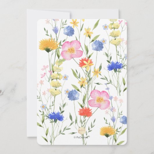 PixDezines H2 Delikate Wilde Blume Brautparty Einladung (Rückseite)