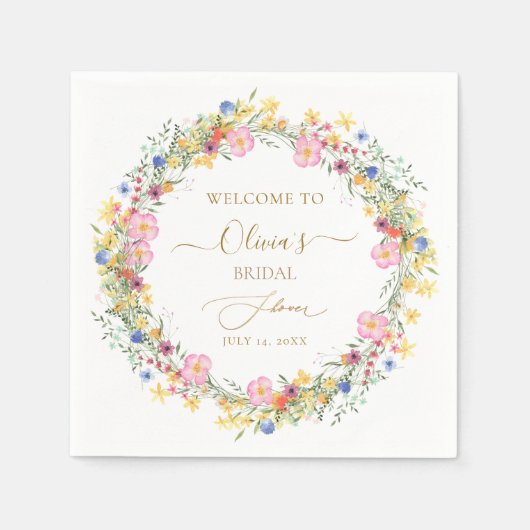 PixDezines H2 Delikate Wilde Blume Brautparty Serviette (Vorderseite)