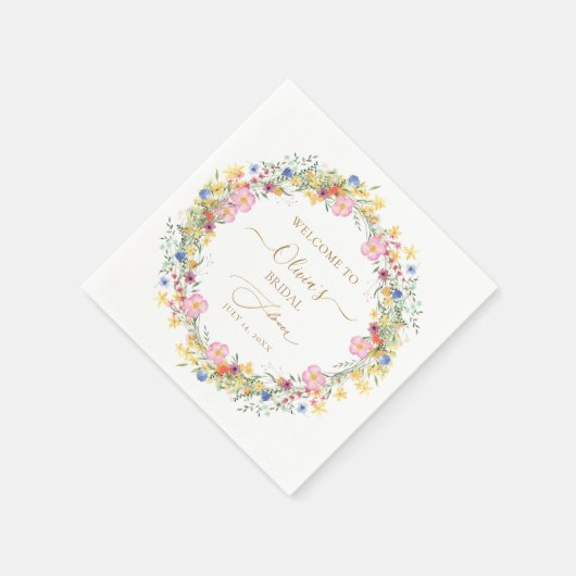 PixDezines H2 Delikate Wilde Blume Brautparty Serviette (Ecke)