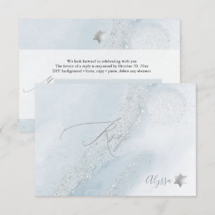 PixDezines H2 Dusty Blue Alcohol+Ink Mitzvah RSVP Einladung