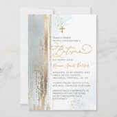 PixDezines H2 Dusty Blue Batismo Einladung (Vorderseite)