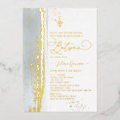 PixDezines H2 Dusty Blue Batismo Real Gold Foil I Folieneinladung (Vorderseite)