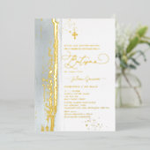 PixDezines H2 Dusty Blue Batismo Real Gold Foil I Folieneinladung (Stehend vorne)
