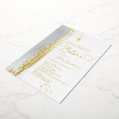 PixDezines H2 Dusty Blue Batismo Real Gold Foil I Folieneinladung (Gedreht)