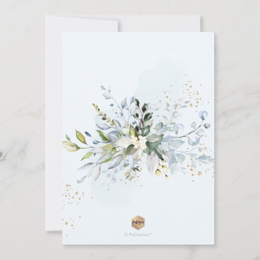 PixDezines H2 Dusty Blue Eukalyptus Taufe Einladung (Rückseite)