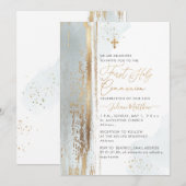 PixDezines H2 Dusty Blue First Heilige Kommunion Einladung (Vorne/Hinten)