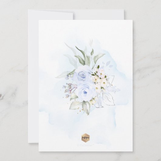 PixDezines H2 Dusty Blue Rose Brautparty Einladung (Rückseite)