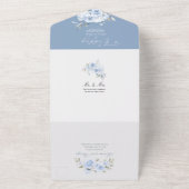 PixDezines H2 Dusty Blue Rose Hydrangea All In One Einladung (Außenbereich)
