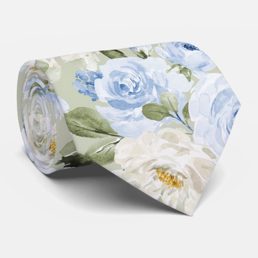 PixDezines H2 Dusty Blue Rose Krawatte (Gerollt)