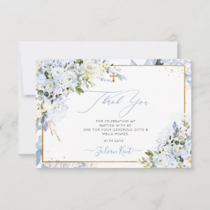 PixDezines H2 Dusty Blue Rose Taufe Vielen Dank Einladung