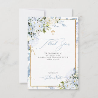 PixDezines H2 Dusty Blue Rose Taufe Vielen Dank Einladung