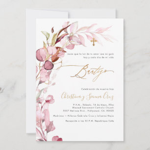 PixDezines H2 Dusty Blush Gum Eukalyptus Bautizo Einladung