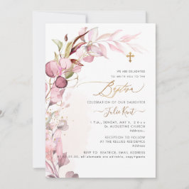 PixDezines H2 Dusty Blush Gum Foliage Taufe Einladung