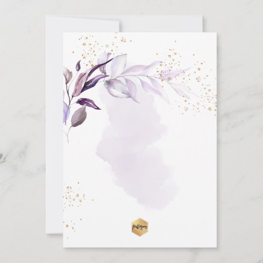 PixDezines H2 Dusty Lila Gum Eukalyptus Taufe Einladung (Rückseite)