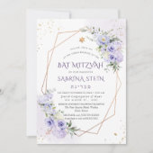 PixDezines H2 Dusty Lila Rose Bat Mitzvah Einladung (Vorderseite)