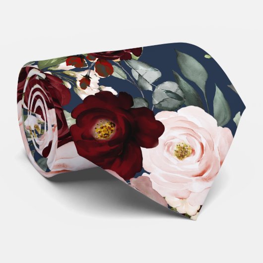 PixDezines H2 Dusty Pink Blush Burgundy Blume Ne Krawatte (Gerollt)