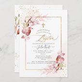PixDezines H2 Dusty Pink Gum Eukalyptus Taufe Einladung (Vorne/Hinten)