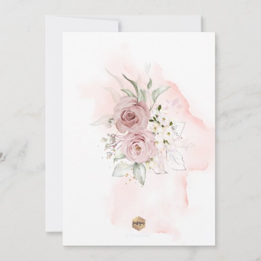 PixDezines H2 Dusty Pink Roses Brautparty Einladung (Rückseite)