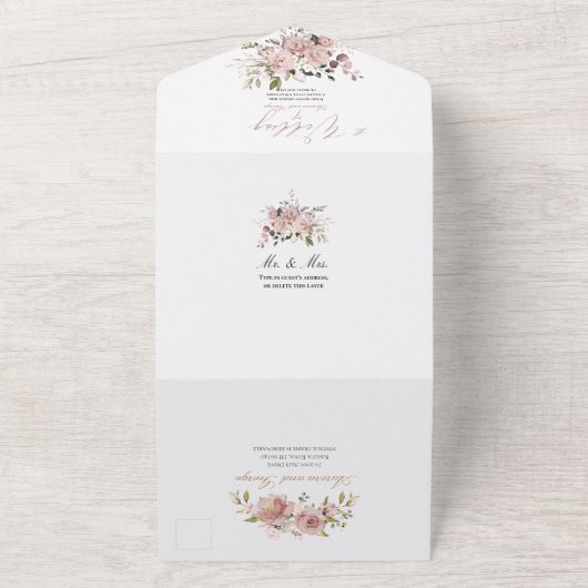 PixDezines H2 Dusty Rose Blume All In One Einladung (Außenbereich)