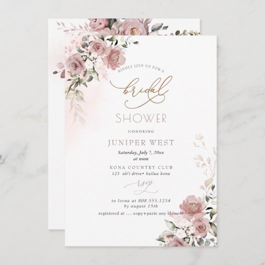 PixDezines H2 Dusty Rose Brautparty Save The Date (Vorne/Hinten)