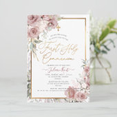 PixDezines H2 Dusty Rose Erste Heilige Kommune Einladung (Stehend Vorderseite)