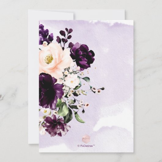PixDezines H2 Eggplant Peonies Rose BrunchBubbly Einladung (Rückseite)