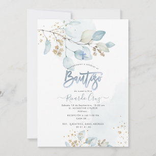 PixDezines H2 Eucalyptus Bautizo Einladung