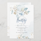 PixDezines H2 Eucalyptus Bautizo Einladung (Vorne/Hinten)