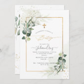 PixDezines H2 Eucalyptus Bautizo Einladung (Vorne/Hinten)