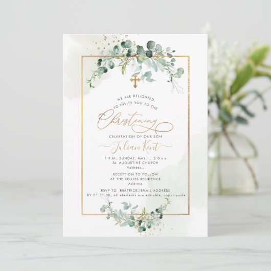 PixDezines H2 Eukalyptus Einladung (Stehend Vorderseite)