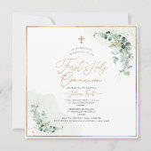 PixDezines H2 Eukalyptus Erste Heilige Kommune Einladung (Vorderseite)