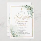 PixDezines H2 Eukalyptus Erster Kommunion Invi Einladung (Vorne/Hinten)