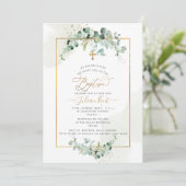 PixDezines H2 Eukalyptus Taufe Einladung (Stehend Vorderseite)