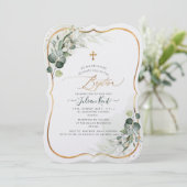 PixDezines H2 Eukalyptus Taufe Einladung (Stehend Vorderseite)